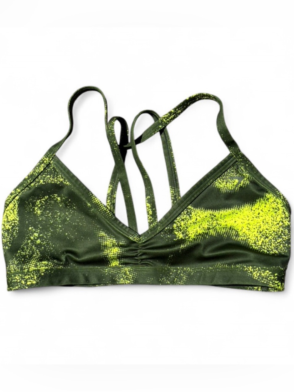Gymshark Olive Green & Neon Yellow Strappy Sports Bra
